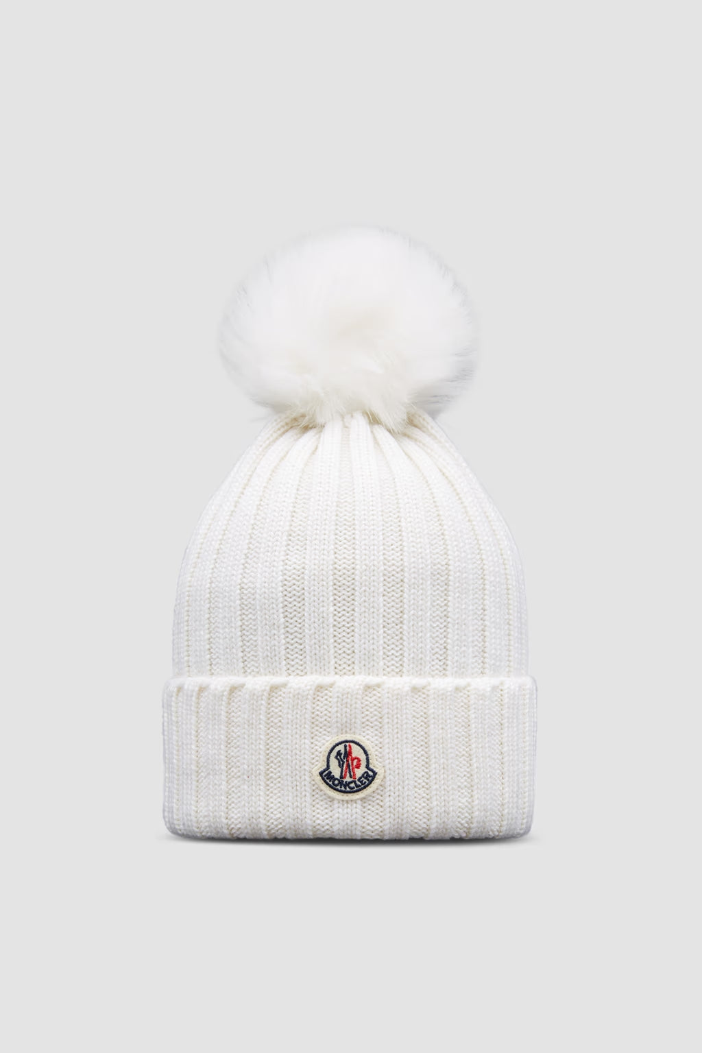 Bonnet en laine avec pompon Blanc
