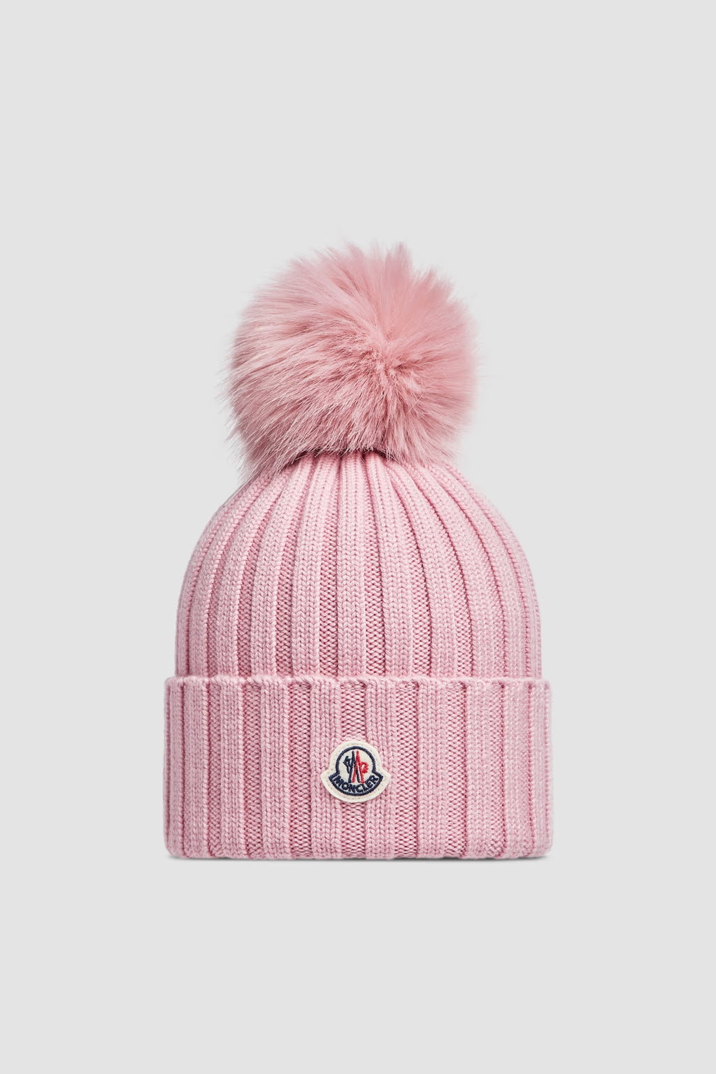 Bonnet en laine avec pompon Rose Clair