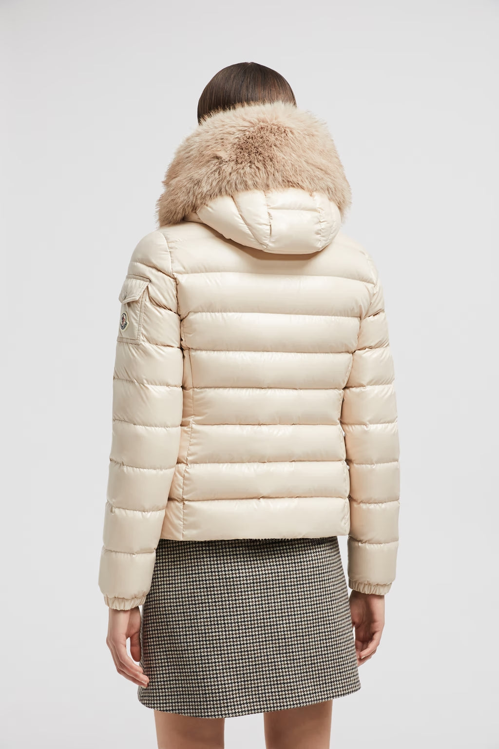 Doudoune courte à capuche Moncler Badyf Beige clair